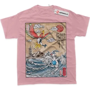 Lugia vs Ho-oh T-Shirt, Pokemon True Fan Shirt SHIN1712092026 - Pink