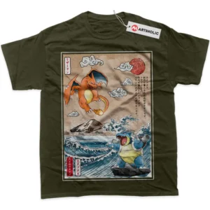 Charizard vs Blastoise T-Shirt, Pokemon True Fan Shirt SHIN1712092027 - Army Green