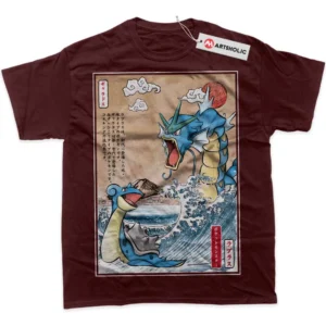 Lapras vs Gyarados T-Shirt, Pokemon True Fan Shirt SHIN1712092033 - Wine Red