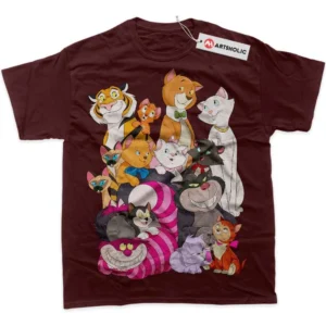 Disney Cat T-Shirt, Animated True Fan Shirt SHIN1712092044 - Wine Red