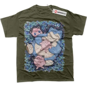 Snorlax vs Jigglypuff T-Shirt, Pokemon True Fan Shirt SHIN1712092048 - Army Green