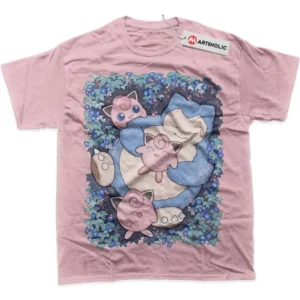 Snorlax vs Jigglypuff T-Shirt, Pokemon True Fan Shirt SHIN1712092048 - Pink