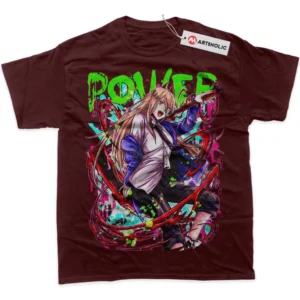 Power T-Shirt, Chainsaw Man True Fan Shirt SHIN1712092160 - Wine Red