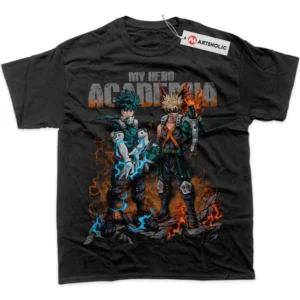 Katsuki Bakugo vs Izuku Midoriya T-Shirt, MHA True Fan Shirt SHIN1712092200 - Black
