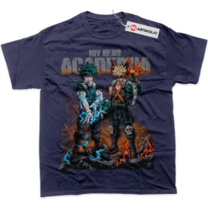 Katsuki Bakugo vs Izuku Midoriya T-Shirt, MHA True Fan Shirt SHIN1712092200 - Navy