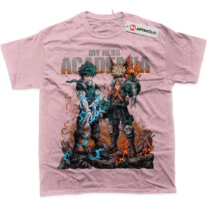 Katsuki Bakugo vs Izuku Midoriya T-Shirt, MHA True Fan Shirt SHIN1712092200 - Pink
