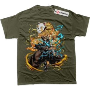 Skeleton Zenitsu Agatsuma T-Shirt, Demon Slayer True Fan Shirt SHIN1712092202 - Army Green