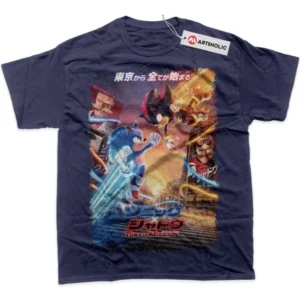 Shadow vs Sonic the Hedgehog T-Shirt, Animated True Fan Shirt SHIN1712092217 - Navy