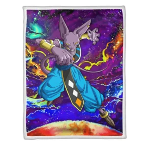Beerus Fleece Blanket Custom Dragon Ball Anime Galaxy Style