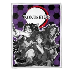 Kokushibo Fleece Blanket Custom Demon Slayer Anime Uniform Costume Mix Manga Style