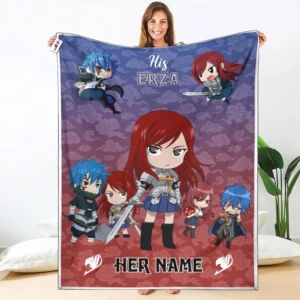 His Erza Scarlet Fleece Blanket Valentine Her and His Collection