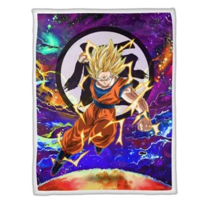 Goku Super Saiyan Fleece Blanket Custom Dragon Ball Anime Galaxy Style