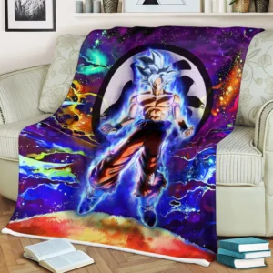 Goku Ultra Instinct Fleece Blanket Custom Dragon Ball Anime Galaxy Style