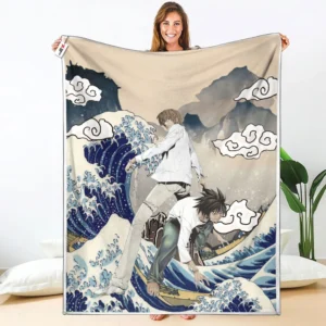 Light Yagami - L Lawliet Fleece Blanket Rivalries Kanagawa Collection
