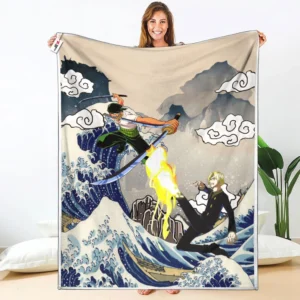 Zoro and Sanji Fleece Blanket Rivalries Kanagawa Collection