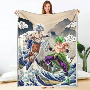 Goku Ultra Instinct - Broly Full Power Fleece Blanket Rivalries Kanagawa Collection