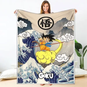Goku Kid Fleece Blanket Kanagawa Collection