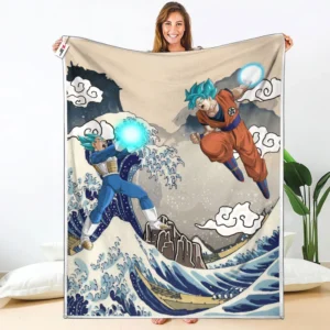 Vegeta Blu - Goku Blue Fleece Blanket Rivalries Kanagawa Collection