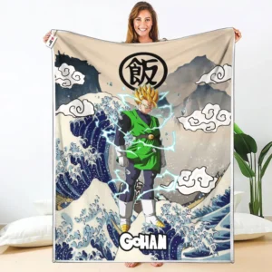 Gohan Adult Super Saiyan 2 Fleece Blanket Kanagawa Collection