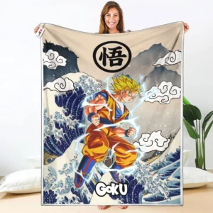 Goku Super Saiyan 2 Fleece Blanket Kanagawa Collection