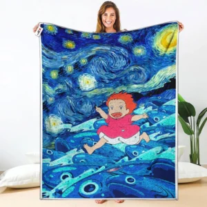 Ponyo Fleece Blanket Starry Night Collection