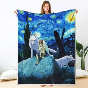 Princess Mononoke Fleece Blanket Starry Night Collection