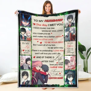 Zero Two & Hiro Fleece Blanket Valentine To My Love Collection