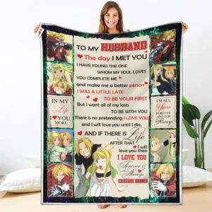 Edward & Winry Fleece Blanket Valentine To My Love Collection