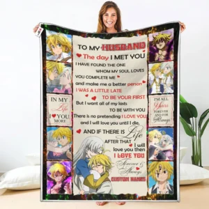 Meliodas & Elizabeth Liones Fleece Blanket Valentine To My Love Collection