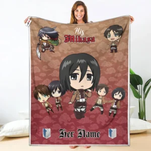 His Mikasa Ackerman Fleece Blanket Valentine Her and His Collection