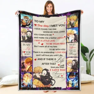 Nezuko - Zenitsu Fleece Blanket Valentine To My Love Collection
