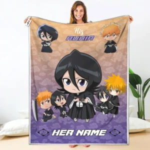 His Rukia Kuchiki Fleece Blanket Valentine Her and His Collection