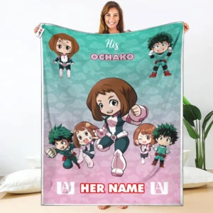 His Ochako Uraraka Fleece Blanket Valentine Her and His Collection
