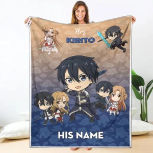 Her Kirito Fleece Blanket Valentine Her and His Collection