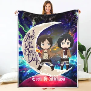 Eren & Mikasa Fleece Blanket Custom Valentine Anime