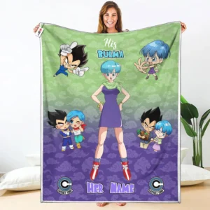 His Bulma Fleece Blanket Custom Valentine Her and His Anime