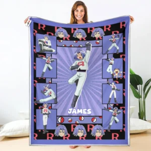 James - Kojiro Fleece Blanket Custom Pokemon Anime