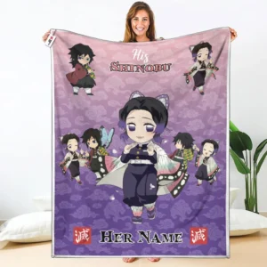 His Shinobu Kocho Fleece Blanket Custom Valentine Her and His Anime