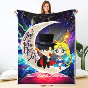 Tuxedo Mask & Sailor Moon Fleece Blanket Custom Valentine Anime