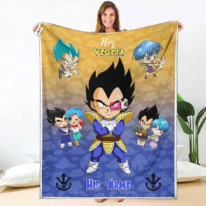 Her Vegeta Fleece Blanket Custom Valentine Her and His Anime