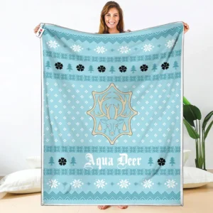 Aqua Deer Fleece Blanket Custom Black Clover Anime