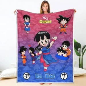 His Chi Chi Fleece Blanket Custom Valentine Her and His Anime