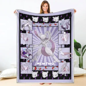 Mewtwo Fleece Blanket Custom Pokemon Anime