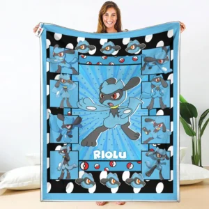 Riolu Fleece Blanket Custom Pokemon Anime