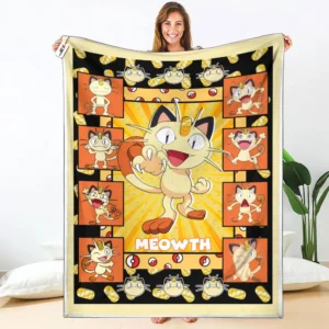 Meowth Fleece Blanket Custom Pokemon Anime