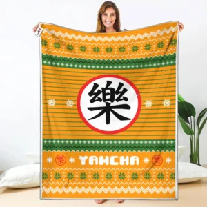 Yamcha Raku Fleece Blanket Custom Dragon Ball Symbol Anime
