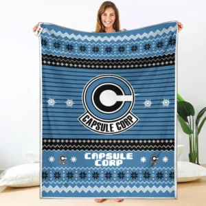 Capsule Corp Fleece Blanket Custom Dragon Ball Symbol Anime