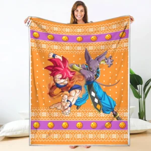 Goku God Beerus Fleece Blanket Custom Dragon Ball Anime