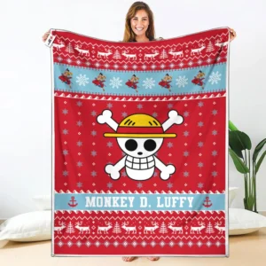 Monkey D. Luffy Wano Arc Fleece Blanket Custom One Piece Symbol Anime