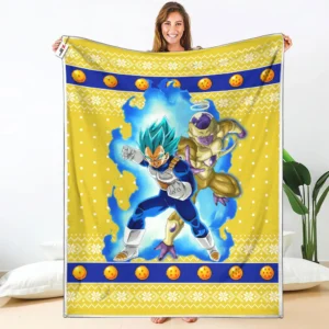 Vegeta Blue Golden Frieza Fleece Blanket Custom Dragon Ball Anime